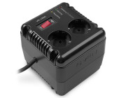 SVEN VR-L600, 200W, Automatic Voltage Regulator, 2x Schuko outlets, Input voltage: 184-285V, Output voltage: 230V ± 10%, diod indicators on the front panel, plastic body, Black